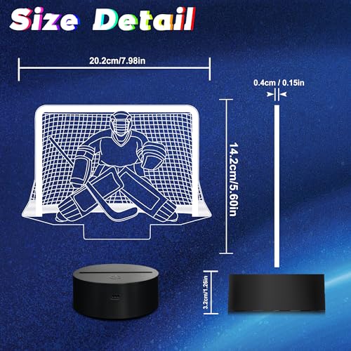 Ice Hockey Night Light, 3D LED Optical Illusion Lamp with Remote Control and Timer, Perfect Christmas and Birthday Gift Idea for Boys, Kids, and Teen