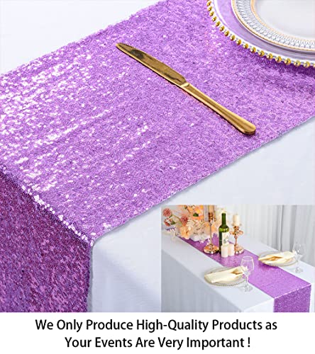 ShinyBeauty Lavender Sequin Table Runner Pack of 10, 12x108-Inch for Wedding & Party Decor