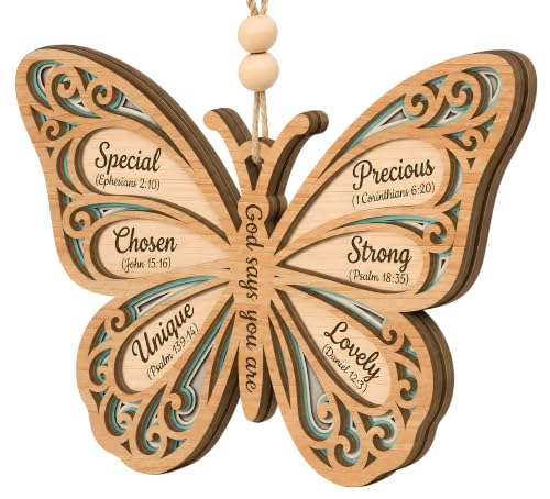 Christian Butterfly Christmas Ornament with Inspirational Message - Religious Gifts for Women