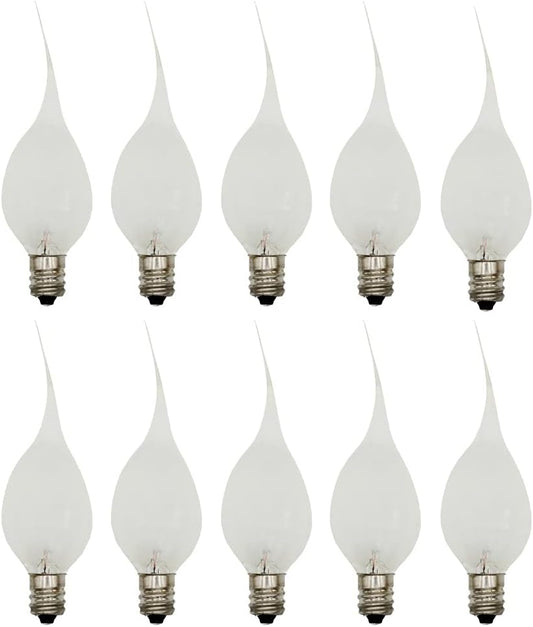 7 Watt Electric Candle Lamp Bulbs - Country Style Silicone Dipped Chandelier Lights (10 Pack)