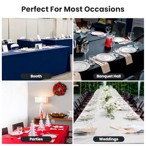 Fitted Tablecloth for 8 Foot Rectangle Tables - Black, Water Resistant, Pack of 2 - 96 x 30 Inch