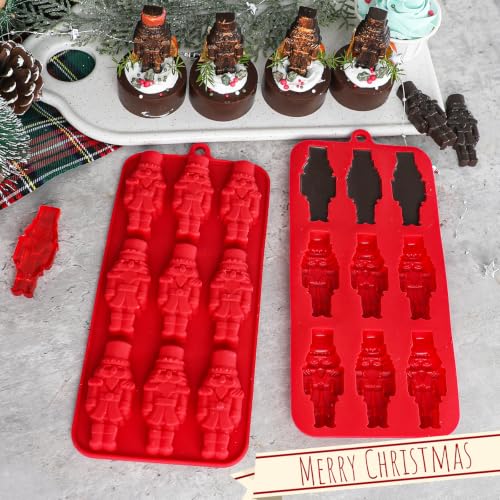 Webake Nutcracker Silicone Mold 2-Pack Christmas Soldier Shape for Chocolate Candy & Ice