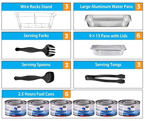 MAXYGIFT Full Size Disposable Chafing Dish Buffet Set - 33 Pcs Food Warmers for Parties