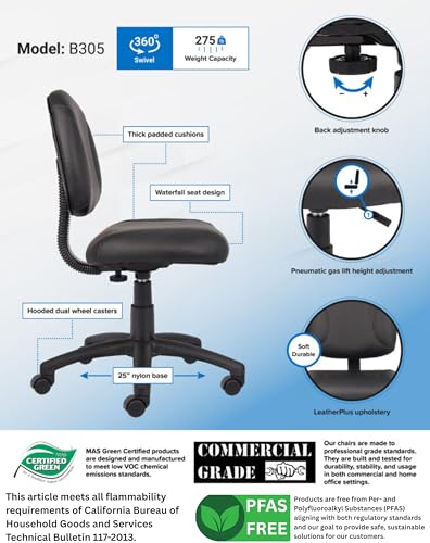 Boss Office Products Black Posture Task Chair - Adjustable, Low-Back Ergonomic Office Chair