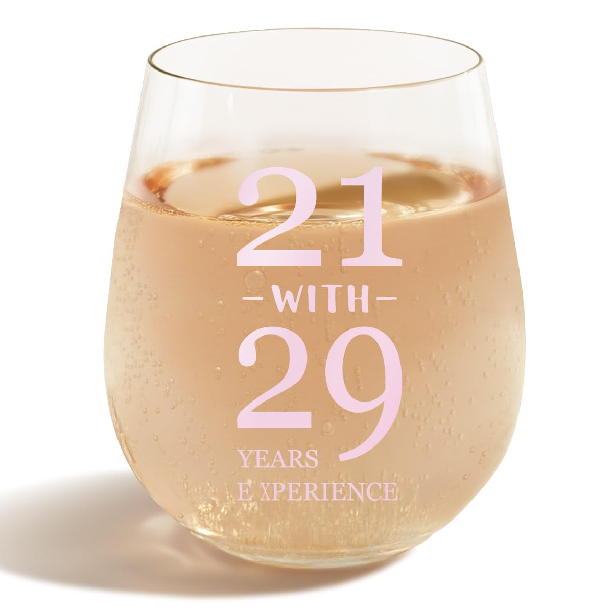 sanjiayishui 50th Birthday Gifts for Women - Wine Glasses, With Funny Quote “21 with 29 Years Experience”, 50th Birthday - 50th Birthday Decorations for Women, Happy 50th Birthday Gifts (Light pink