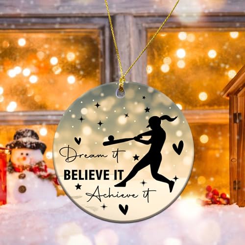 MEDROC Cor2 Softball Girl Christmas Ornament - 3-Inch Ceramic Team Gift