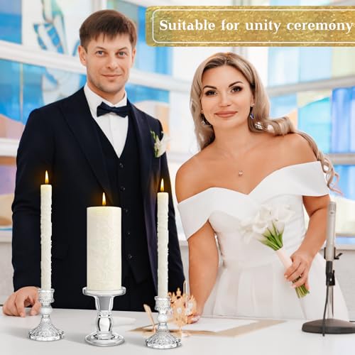 Irenare Delicate Unity Candles Set with Glass Holders for Wedding Ceremony