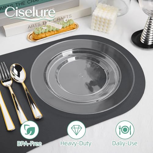 200PCS Clear Plastic Plates Set - Heavy Duty Disposable Dinner & Dessert Plates, Food Safe, Variation: Clear / 200 PCS