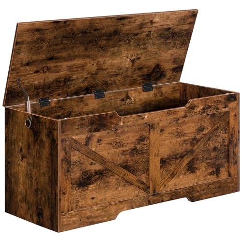 Storage Chest with U-Shaped Pull - Rustic Brown, 39.4”L x 15.7”W x 19.5”H - Toy, Shoe or Blanket Organizer