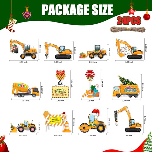 Christmas Wooden Truck Ornaments, 24Pcs - 12 Designs Reusable Holiday Decor