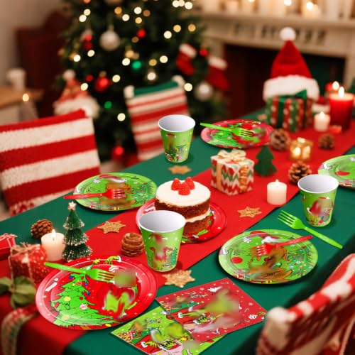 Christmas Party Plates and Napkin Set - 120pcs Holiday Dinnerware Assortment