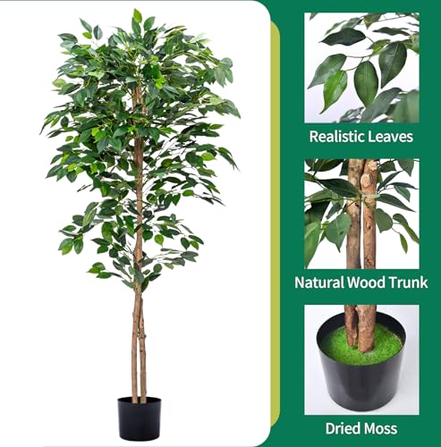 Artificial Ficus Tree 5FT with Realistic Leaves & Sturdy Pot - Indoor Outdoor Decor