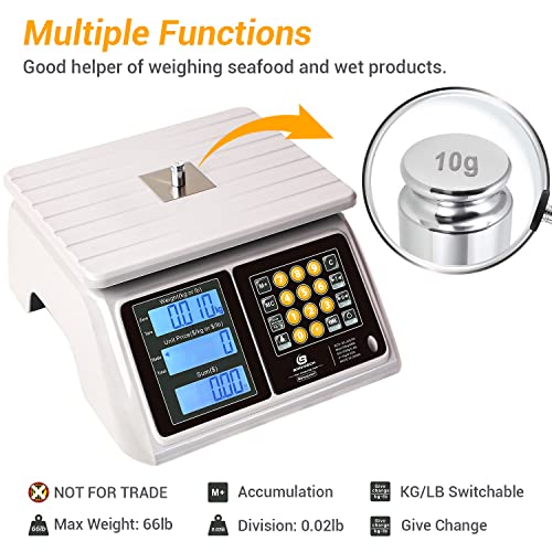 BROMECH Waterproof Commercial Food Scale 66lb with Price Computing