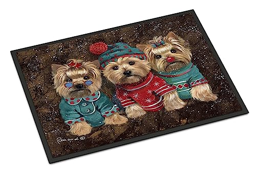 Yorkshire Terrier Christmas Doormat 18x27 Indoor Outdoor Rug with Elves - Caroline's Treasures