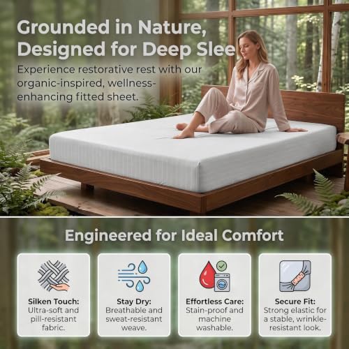 King Grounding Sheet with Silver Fibers, Organic Cotton, 78x80 inches, White - Sleep Therapy