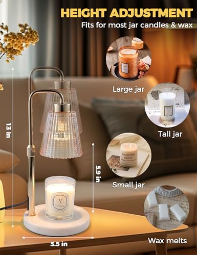 Marble Candle Warmer Lamp White with Cycle Timer - Dimmable Wax Melter
