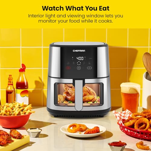 Chefman 8 Qt Air Fryer with Viewing Window & Digital Control - Stainless Steel