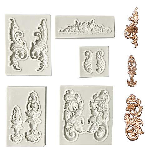 Silicone Fondant Cake Mold Set - Baroque Scroll Design for Cake Decorating, Sugarcraft, and Crafts