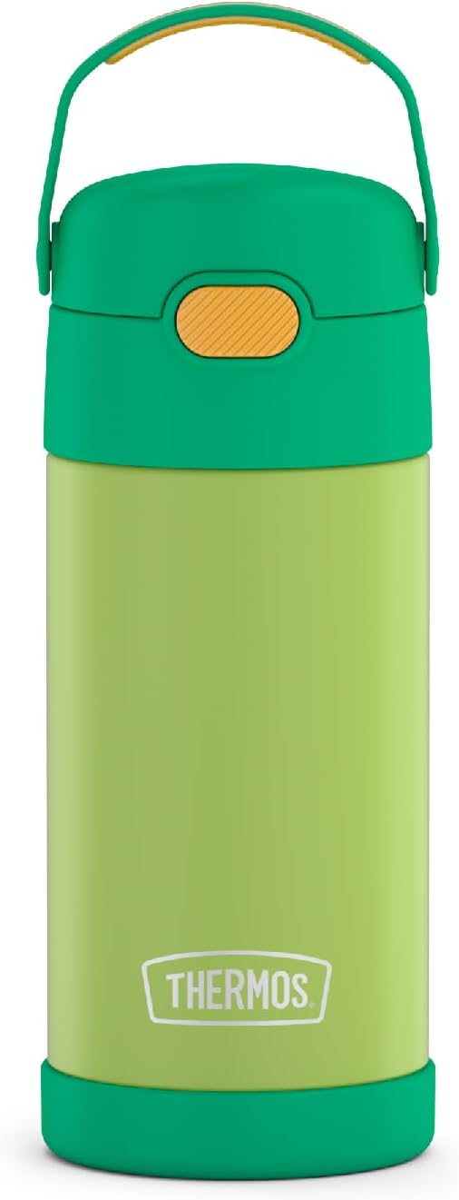 THERMOS FUNTAINER Water Bottle - 12 Ounce Kids Stainless Steel Vacuum Insulated - Lime/Orange
