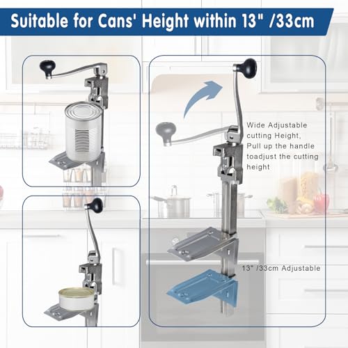Heavy Duty Commercial Can Opener for Large Cans Up to 13 Inches Tall - Industrial Kitchen Tool with Stainless Steel Blade & Stable Base - Variation: Commercial Can Opener