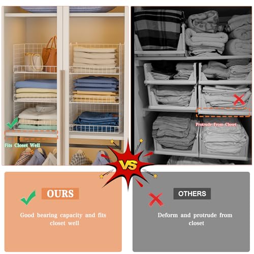 6-Tier Stackable Closet Organizer Shelves White - Clothes & Storage Bins