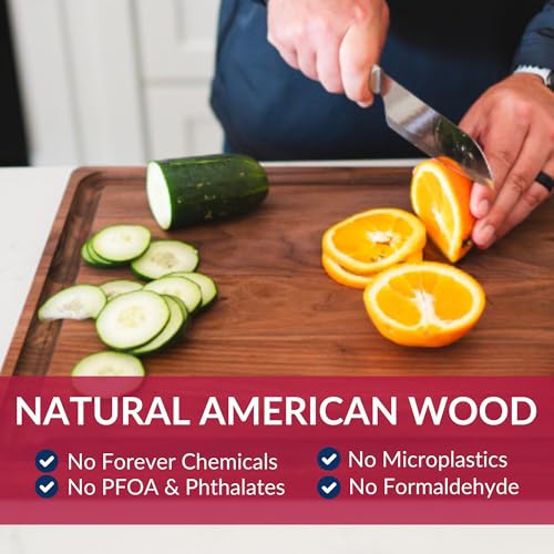 Walnut Wood Reversible Cutting Board - Made in USA, Food Safe & Knife-Friendly