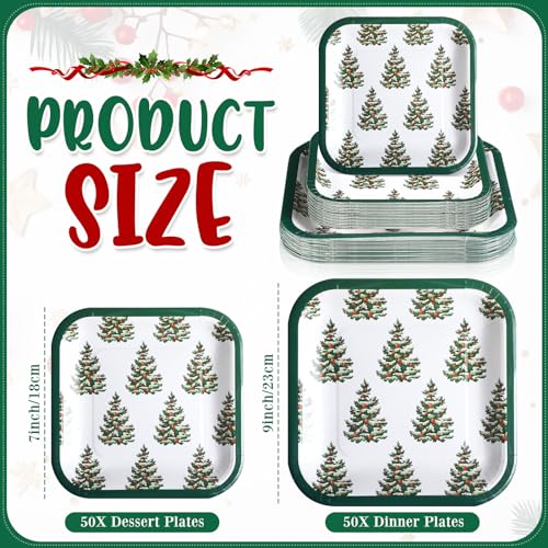Layhit 80 Pcs Christmas Paper Plates 7 in 9 Xmas Disposable Square