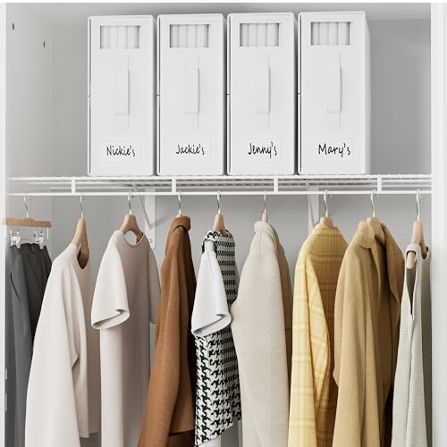 SUOCO 6 Pack Bed Sheet Organizers & Storage Boxes with Labels, Foldable Linen Closet Organizer, White