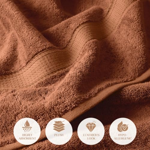 Rust Egyptian Cotton 6-Piece Towel Set - Plush & Absorbent, Modern Design