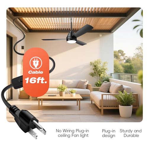 Black 42-inch Outdoor Ceiling Fan with Lights, Remote & App Control
