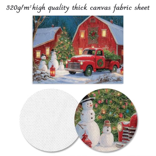 Dazzlewall Winter Truck & Home Canvas Wall Art 12x16 Unframed - Red Christmas Scene