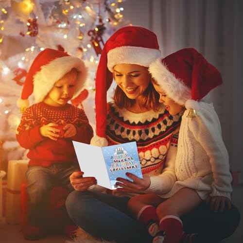 Merry Christmas Card Happy Merry Birthday Christmas Card Happy Birthday Merry Christmas Card with Envelope Funny Birthday Card Happy Christmas Birthday Card for Women Men Xmas Birthday Gift