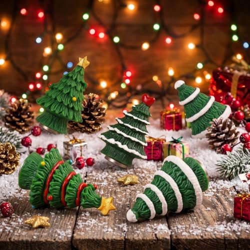 Christmas Tree Magnetic Door Hinge Heads Decorative Toppers (Set of 5) – Green