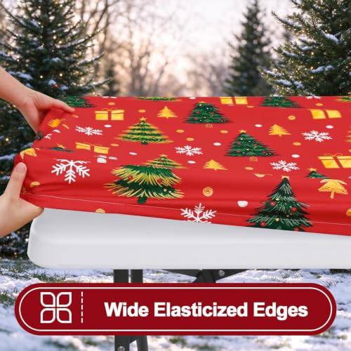 Smiry 2-Pack Waterproof Rectangular Christmas Tablecloth 30x96 Fitted Cover
