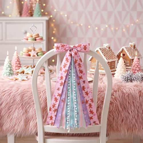 Pastel Christmas Large Wreath Ribbon Bow for Front Door - 1 Pack, Holiday Decor
