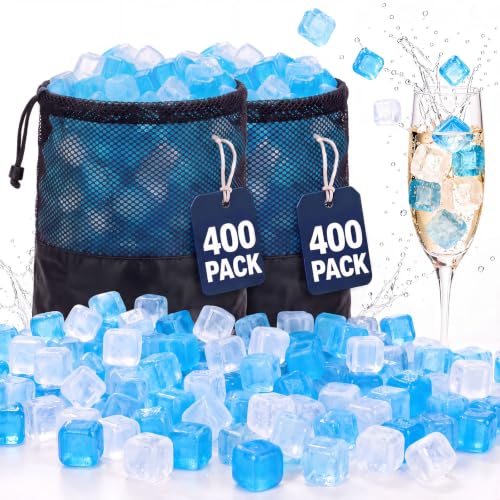 Blue Reusable Ice Cubes 800 Pack - Large Bulk for Drinks & Outdoor Use