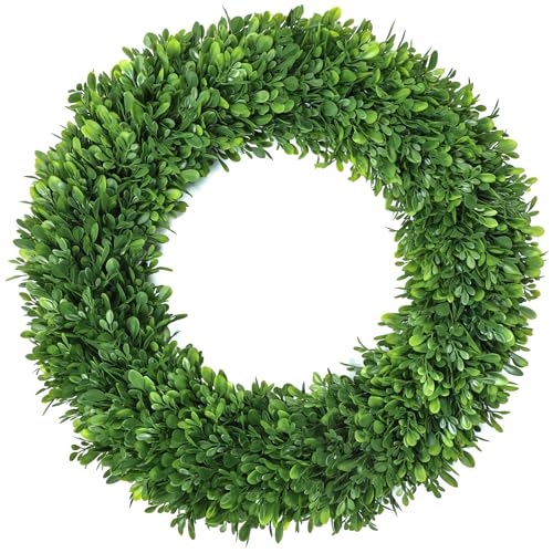 26 Inch Green Boxwood Wreath for Front Door All-Season Realistic Eucalyptus Decoration