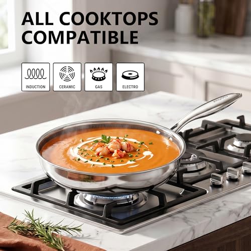 imarku 12-Inch Non-Stick Ceramic Frying Pan with Lid, PFOA-Free, Induction Compatible