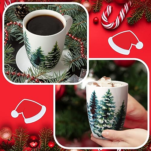 Suttmin 4-Pack Christmas Tree Ceramic Coffee Mugs 12 oz Holiday Gift Set