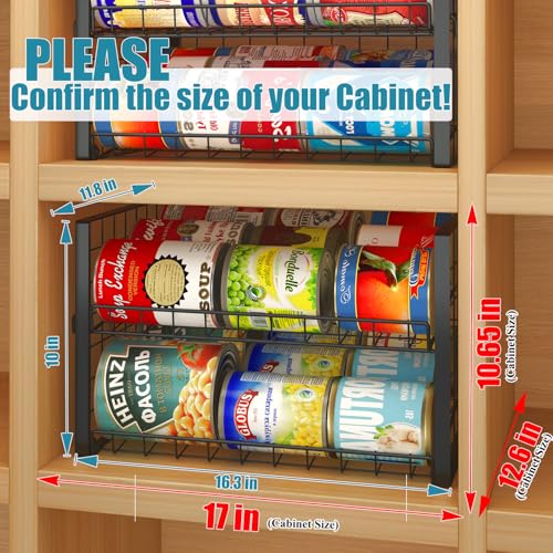 JKsmart 2-Tier Stackable Can Organizer Set - Adjustable Pantry Dispenser, Large Capacity, 4 Pack