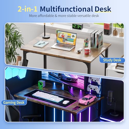 BestOffice 32 Inch Brown Computer Desk - Sturdy Modern Home Office Workstation