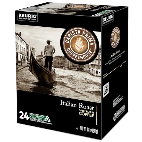 Italian Roast Coffee K-Cup Pods - Dark Roast, 24 Count (Pack of 4) - Barista Prima