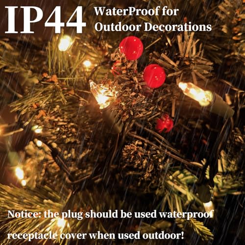 Wabarle Warm White Christmas Lights 100 Count Incandescent String 21ft Connectable Indoor Outdoor UL Certified