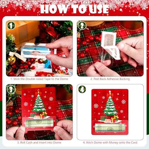 Christmas Money Holders for Cash Gift 24 Sets Cute Snowman Santa Merry Christmas Cards Money Holder Ornaments with Plastic Cover and Double Sided Tape for Hanging Christmas Tree Xmas Holiday Gifts