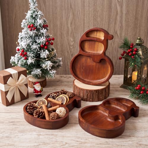 Jingmore 8 Pcs Snowman Christmas Wooden Serving Trays Rustic Holiday Decor