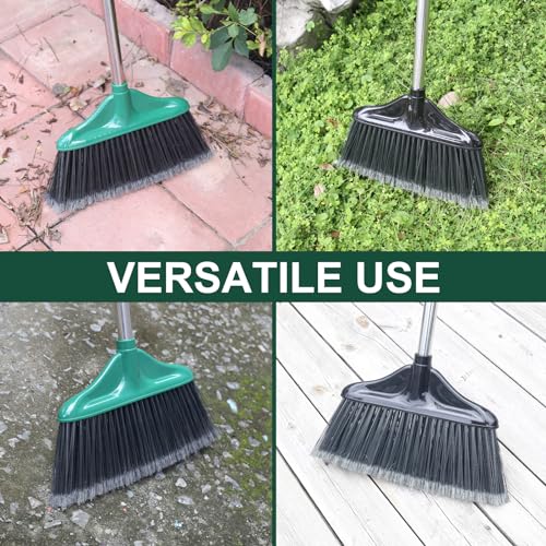 Heavy Duty Indoor & Outdoor Broom with 61-Inch Handle - Green