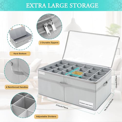 Large Shoe Organizer for Closet - Fits 24 Pairs, Grey Foldable Shoe Storage Bins with Handles, 31"L x 16.5"W x 13"H Variation of THIS listing