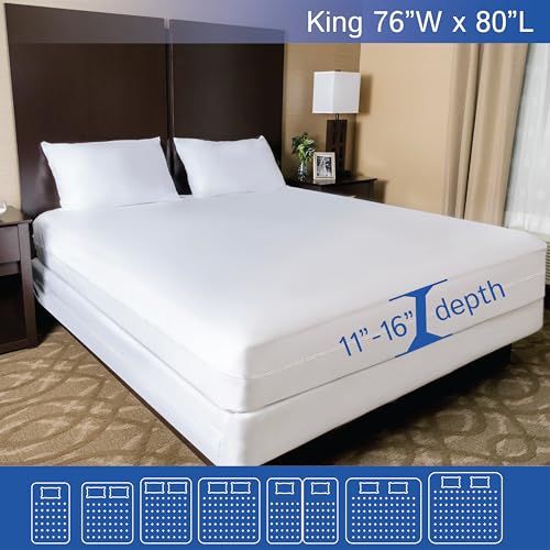 King Size Waterproof Mattress Protector Cover Zippered Encasement Hypoallergenic Breathable