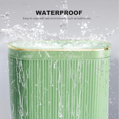 Supteron Mint Green Bathroom Trash Can with Lid 3.2 Gallon Narrow Plastic Waste Bin