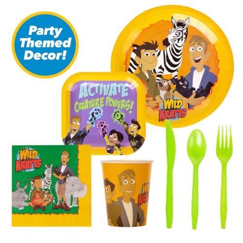 Wild Kratts Birthday Party Kit - Complete Set for 10 Kids with Decorations & Eco-Friendly Tableware